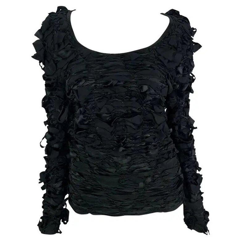 F/W 2001 Yves Saint Laurent by Tom Ford Schwarzer Laufsteg-Pullover mit Schleife
