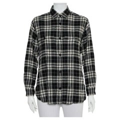 Saint Laurent Paris Black Plaided Flannel Button Front Shirt S