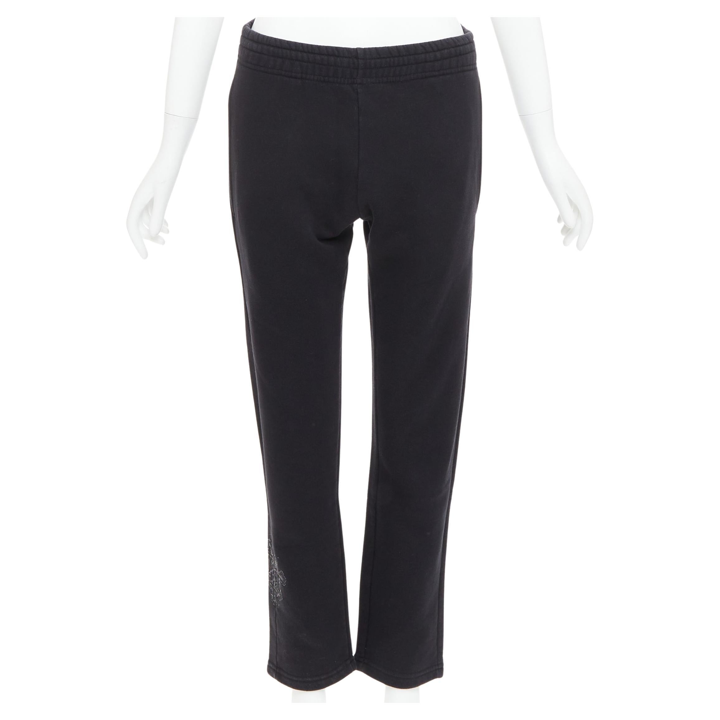 A&G JAPAN pantaloni in cotone nero con stampa logo Dagger argento con zip XS in vendita