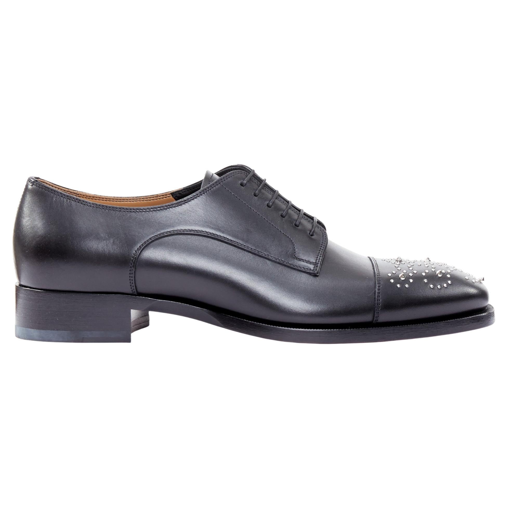 CHRISTIAN LOUBOUTIN Derby de cordones negro Maltés con tachuelas plateadas EU43