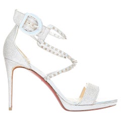 CHRISTIAN LOUBOUTIN Lurex Choca Lux 120 holographic glitter studded sandal EU38