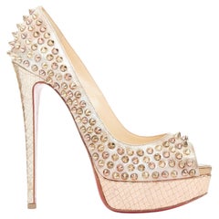 CHRISTIAN LOUBOUTIN Lady Peep 150 metallic studded platform peep toe pump EU38