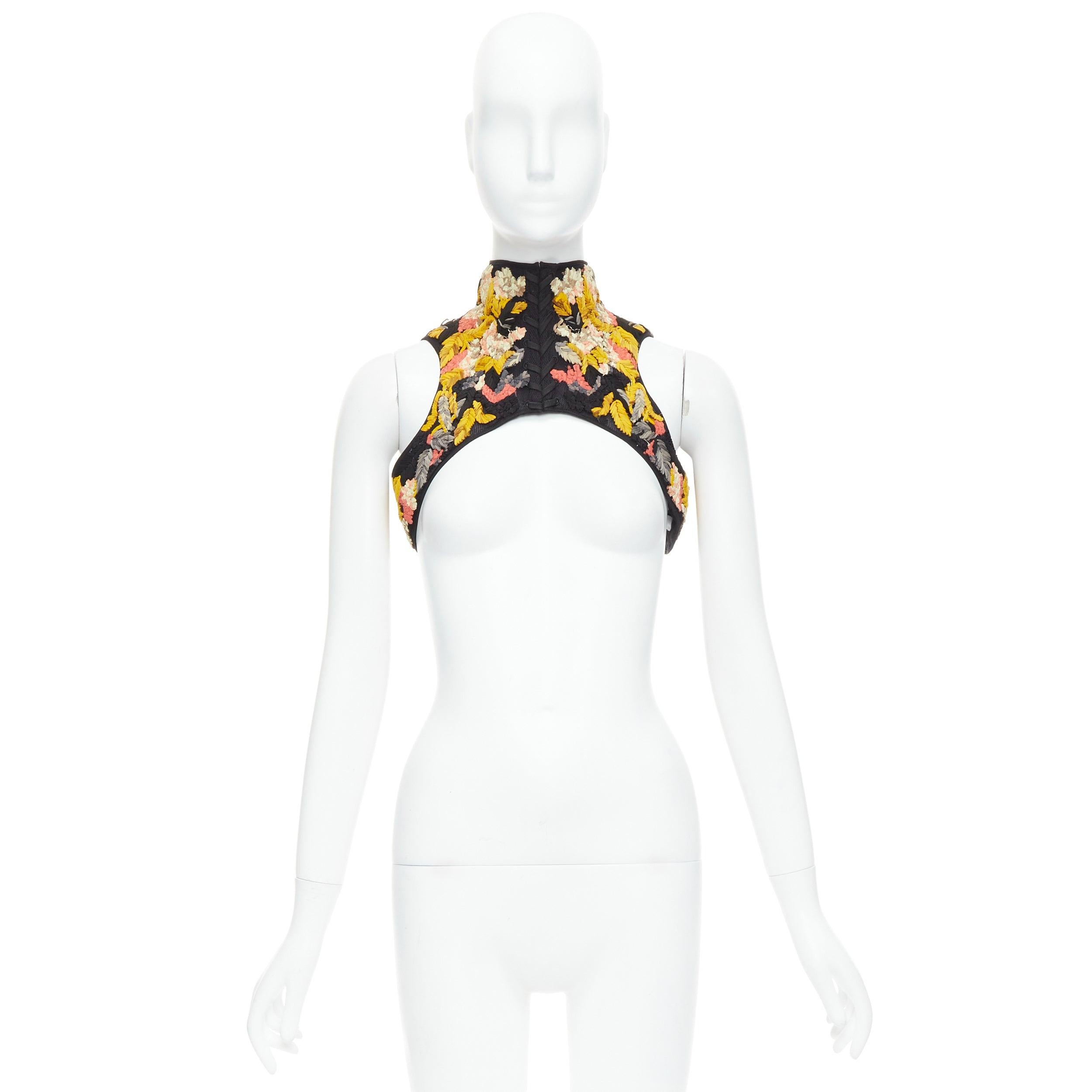Sarah Burton for Alexander McQueen 2011 Runway yellow black ruffle harness IT40 S in vendita 9