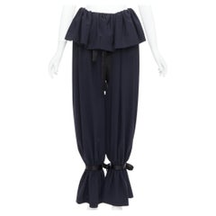 LOEWE JW Anderson Runway Rushed navy ruffle peplum cuffed ballon pants FR36 S