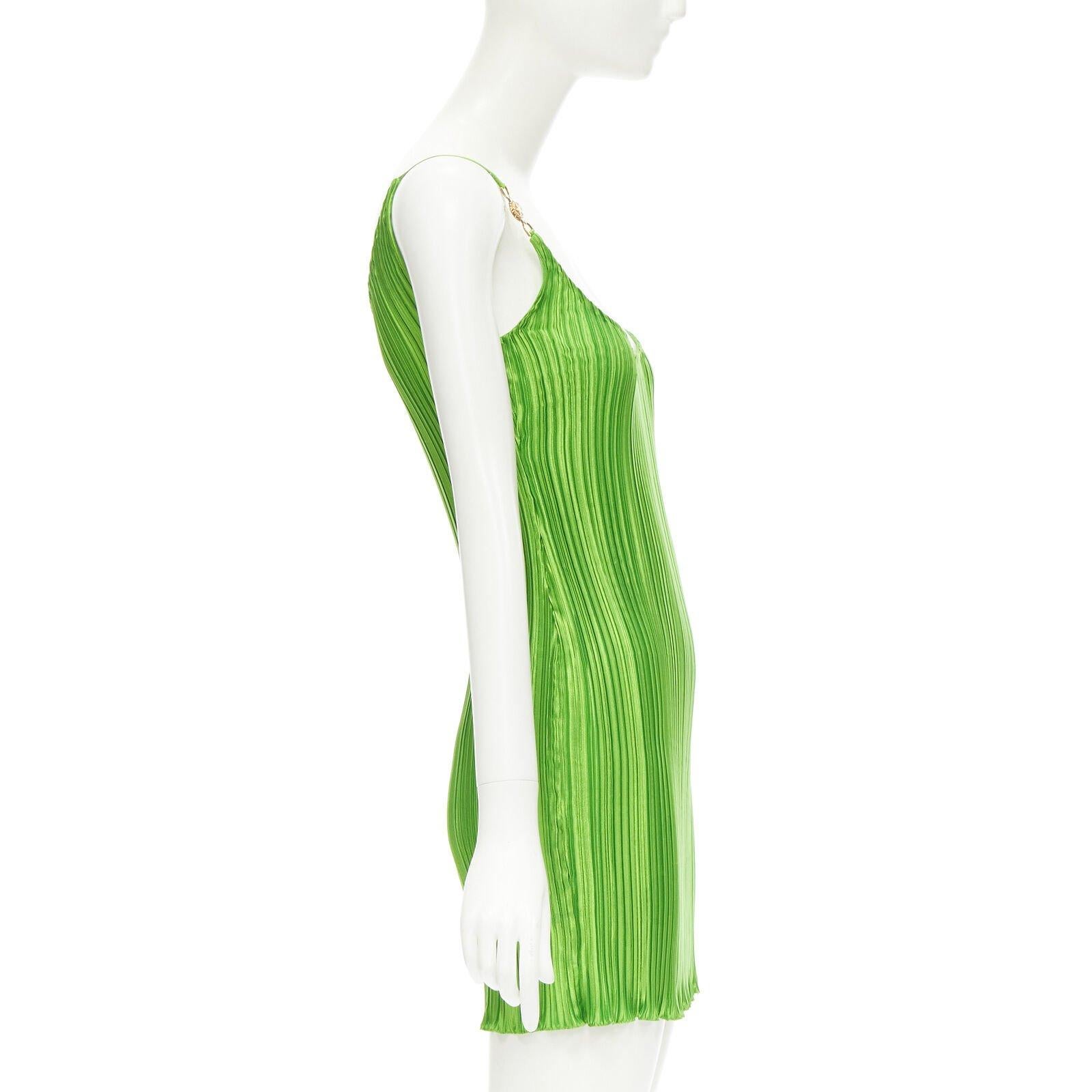 VERSACE 2021 Laufsteg Grünes Tresor De La Mer Seesterne plissiertes Slip-Kleid IT42 M Damen im Angebot