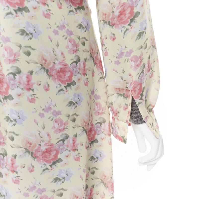JUNYA WATANABE CDG AW18 Runway robe à col roulé en laine grise et à fleurs jaunes XS en vente 3