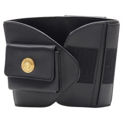 VERSACE 2019 Runway black gold Medusa multipocket harness arm bag Rare
