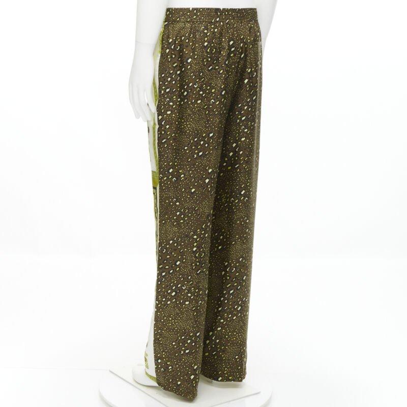 VERSACE Mosaico Barocco 2021 seda oro barroco leopardo pantalón relajado IT50 L en venta 1