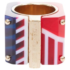 DIOR 2922 Sorbet Cube rojo azul resina geométrica oro logo statement ring
