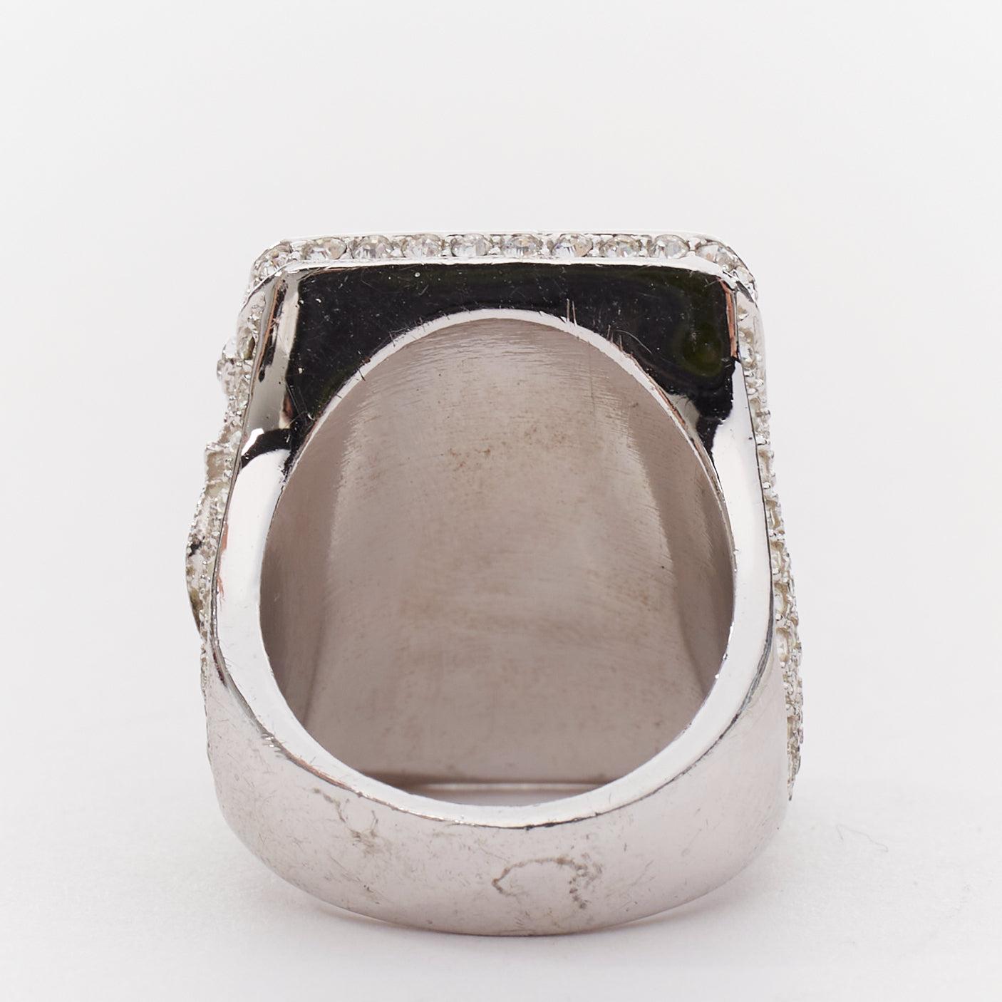seltener CHRISTIAN DIOR John Galliano Vintage Kristall gepflastertes Logo Statement Ring US7 Damen im Angebot