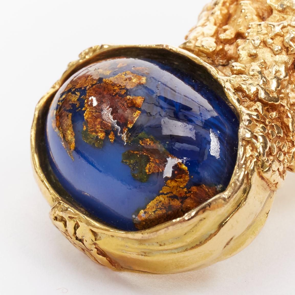 YVES SAINT LAURENT YSL Arty blauer Lapis-Folienemail-Cabochon Statement-Ring 7 im Angebot 3