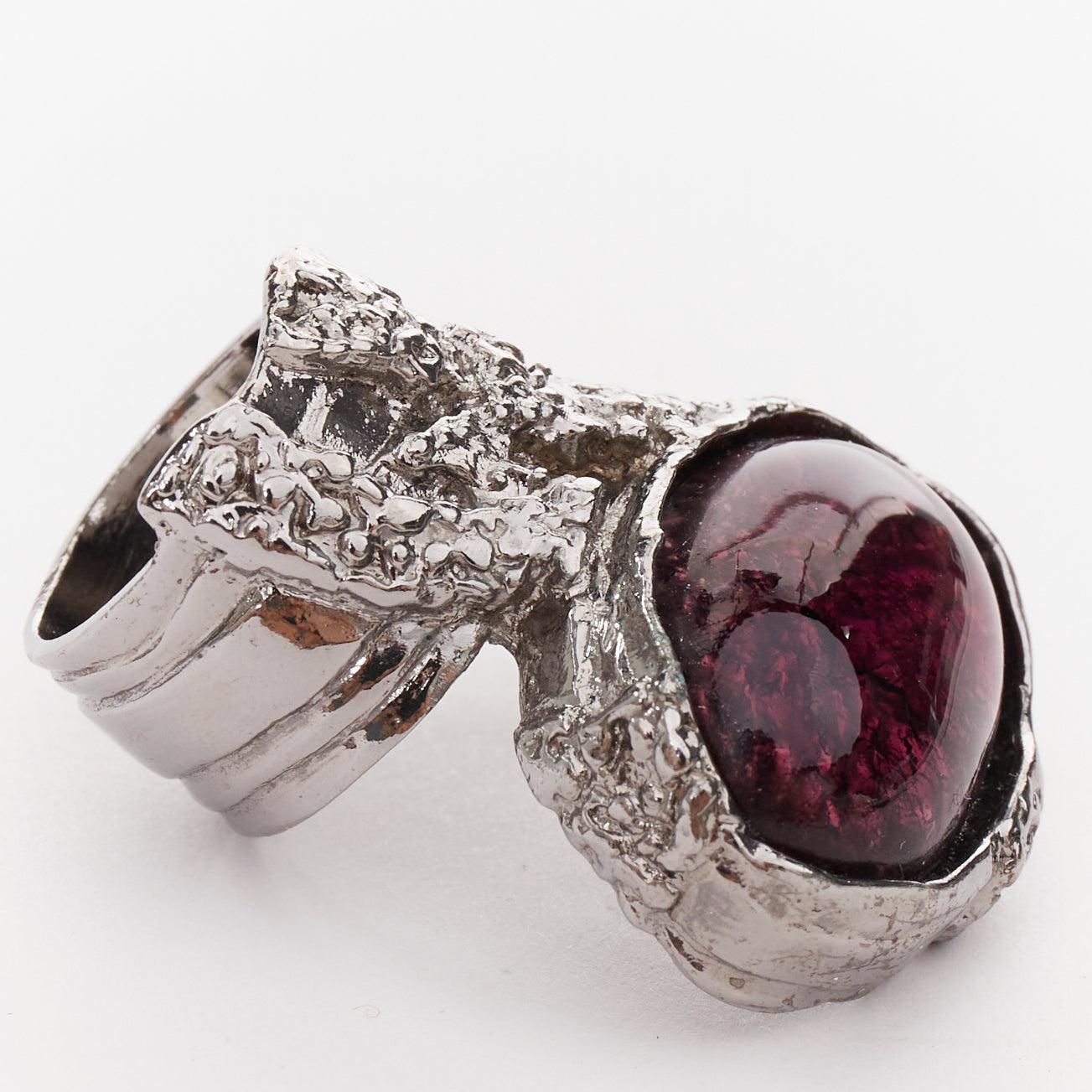 De las mujeres YVES SAINT LAURENT YSL Arty púrpura Anillo con cabujón de esmalte amatista US7 en venta