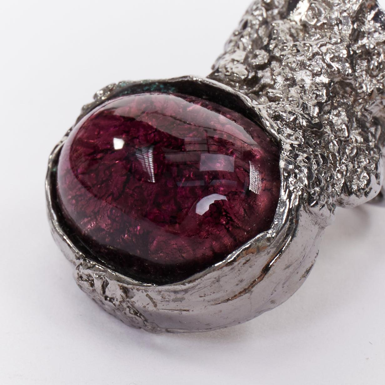 YVES SAINT LAURENT YSL Arty púrpura Anillo con cabujón de esmalte amatista US7 en venta 3