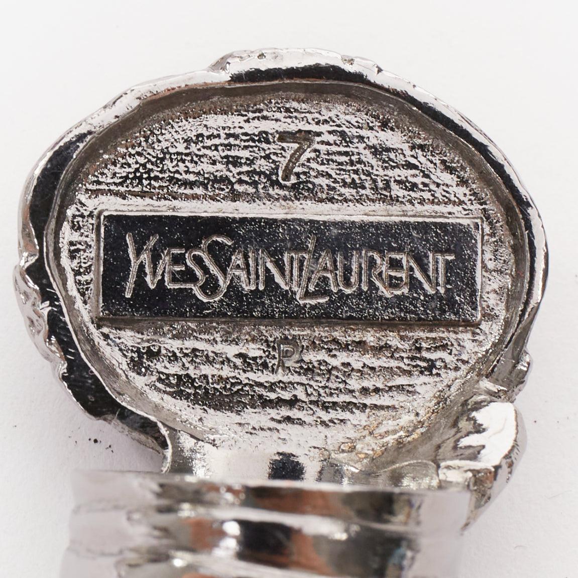YVES SAINT LAURENT YSL Arty púrpura Anillo con cabujón de esmalte amatista US7 en venta 4