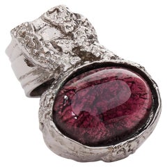 YVES SAINT LAURENT YSL Arty púrpura Anillo con cabujón de esmalte amatista US7
