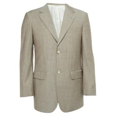 Balmain Marrón claro Mezcla de lana Blazer de un solo pecho XS