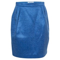 Max Mara Blue Mohair Wool Pencil Skirt M