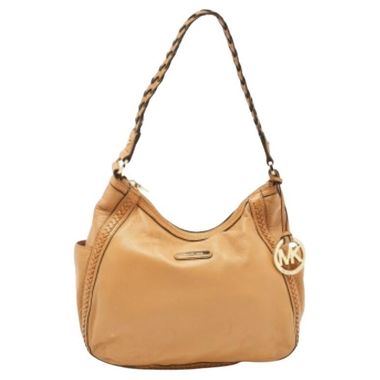 Michael Kors Hobo aus braunem Leder mit geflochtenem Griff