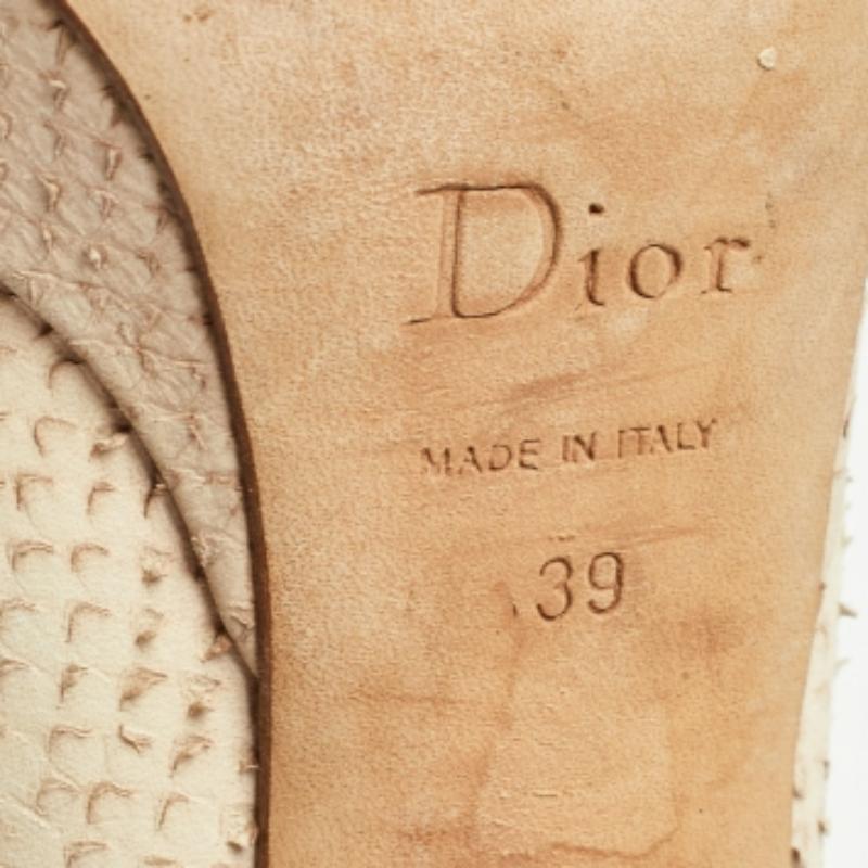 Dior Beige Python Embossed Nubuck Miss Dior Pumps Size 39 For Sale 4