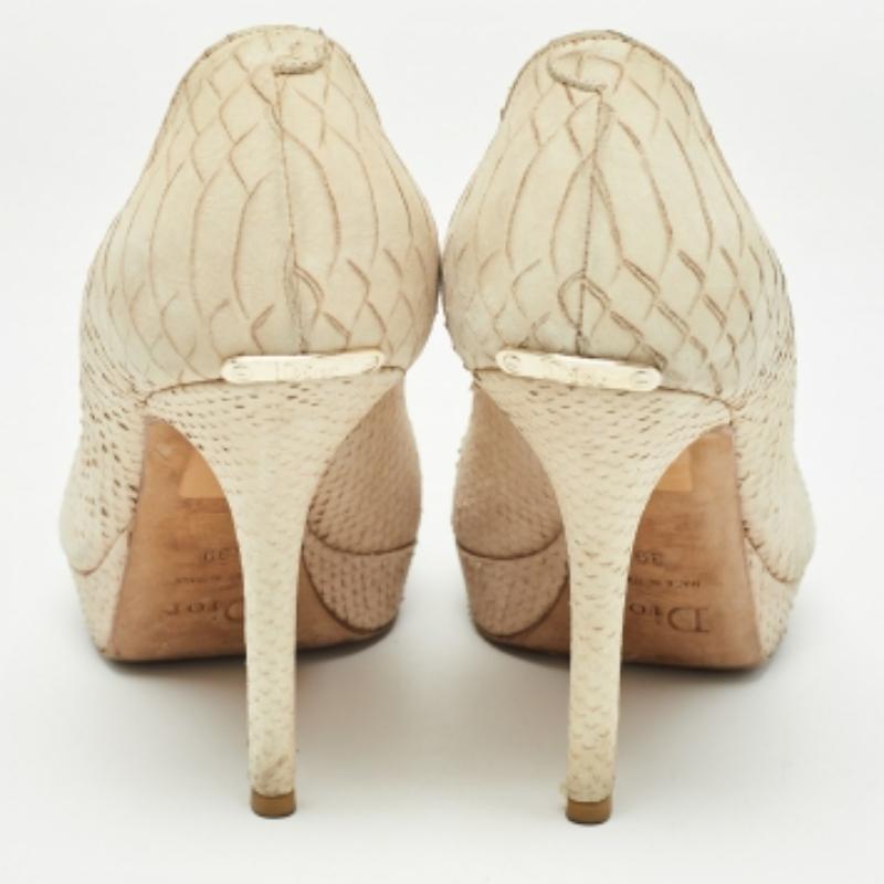 Dior Beige Python Embossed Nubuck Miss Dior Pumps Size 39 For Sale 2