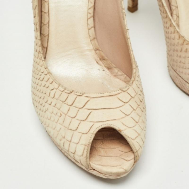 Dior Beige Python Embossed Nubuck Miss Dior Pumps Size 39 For Sale 1