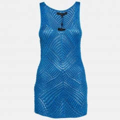Ralph Lauren Canotta Easy in seta blu con uncinetto M.