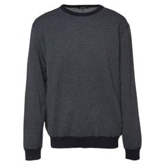 Felpa Ermenegildo Zegna in lana a spina di pesce blu navy 4XL