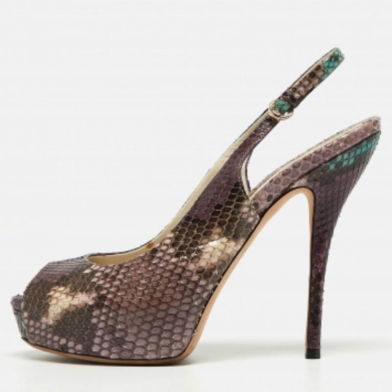 Gucci Lila Python Sofia Slingback Pumps Größe 37.5