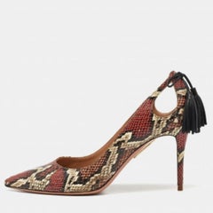 Aquazzura in pelle di pitone Forever Marilyn, con dettaglio nappe e punta a punta, taglia 37