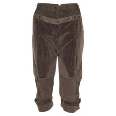 Just Cavalli Pantaloni Capri con pannelli in cotone a quadri e velluto marrone L.L.A.