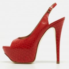 Gina Rot Python Offene Zehe Plattform Slingback Pumps Größe 37