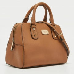 Michael Kors Brown Saffiano Leder Logo Satchel