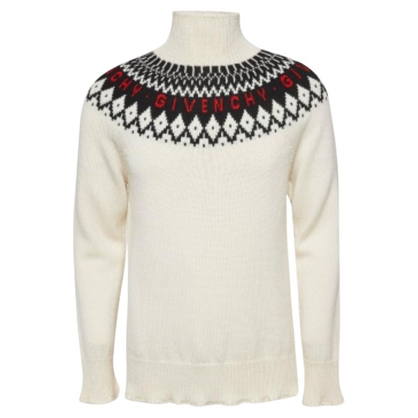 Givenchy Off-White Jersey de punto de lana con cuello de tortuga M