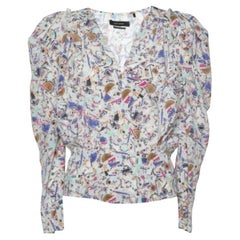 Isabel Marant Multicolor Amba Print Stretch Silk Long Sleeve Blouse M