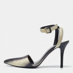 Alexander Wang Schwarz/Beige Python Leder Knöchelriemen Pumps Größe 40.5