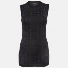 Roberto Cavalli Black And Blue Snake Pattern Lurex Knit Top S