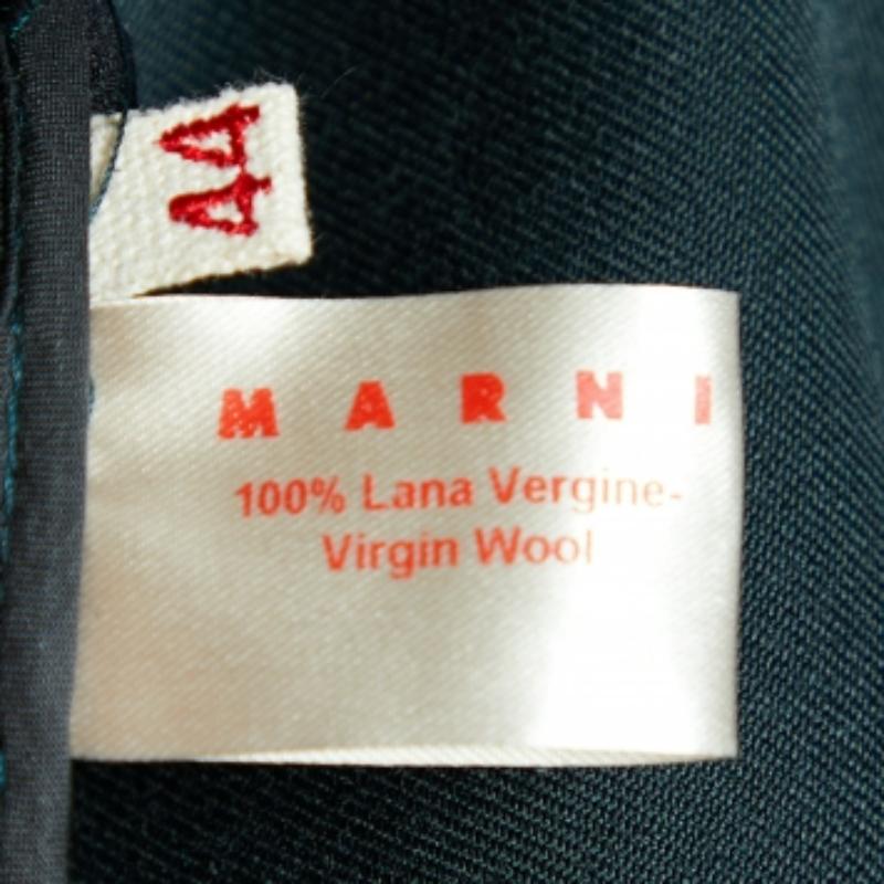 Noir Marni Pantalon à ourlet boutonné en laine gris foncé M. en vente