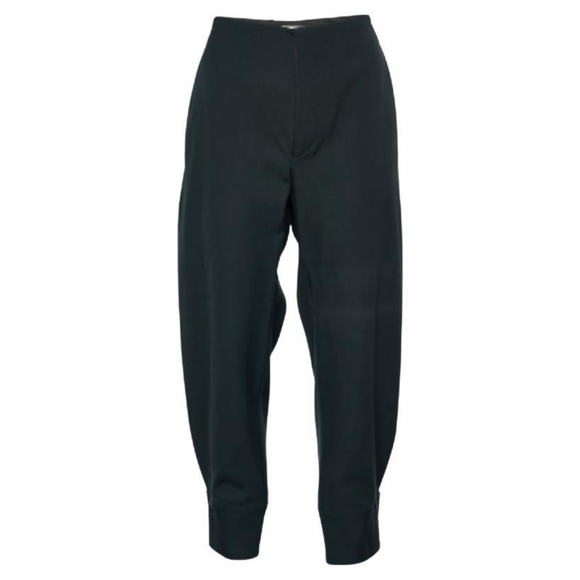 Marni Pantalones Gris Oscuro Lana Detalle Dobladillo Abotonado M