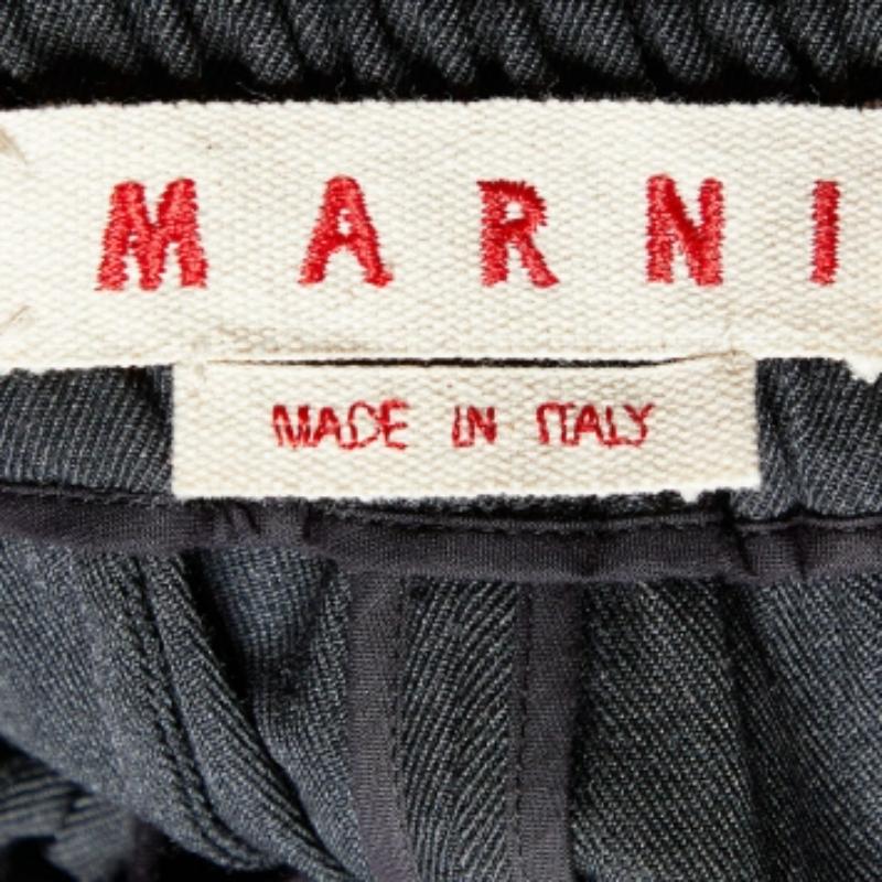 Nero Pantaloni a pannelli in lana grigia Marni con orlo a cerniera M. in vendita