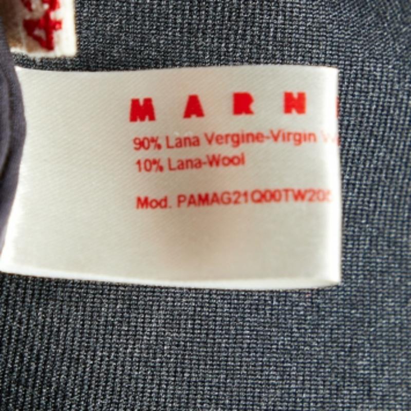 Pantaloni a pannelli in lana grigia Marni con orlo a cerniera M. in vendita 1
