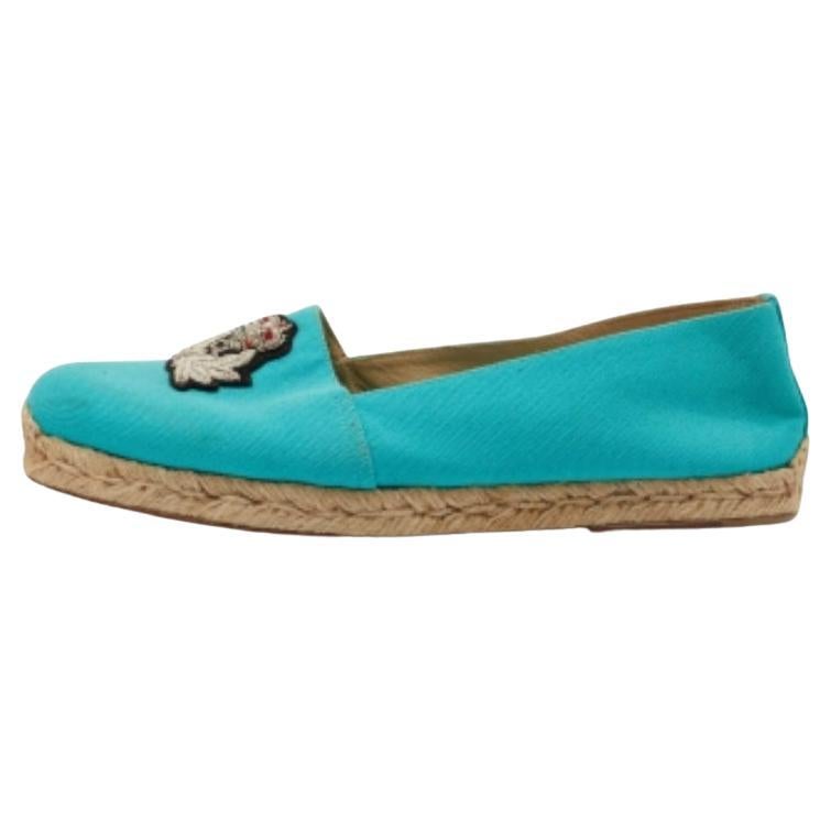 Christian Louboutin: Appartamenti in tela blu con cresta ricamata Gala Taglia 40