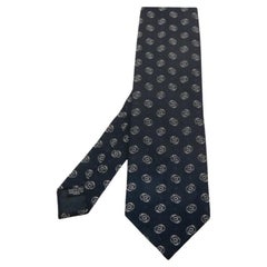 Giorgio Armani Navy Blue Abstract Printed Silk Tie
