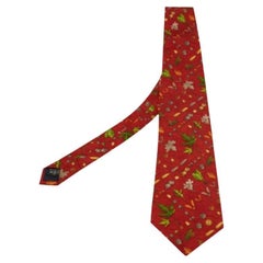 Dunhill Brick Red Autumnal Print Silk Tie