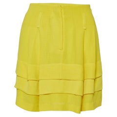 Balenciaga Yellow Silk Tiered Mini Skirt M