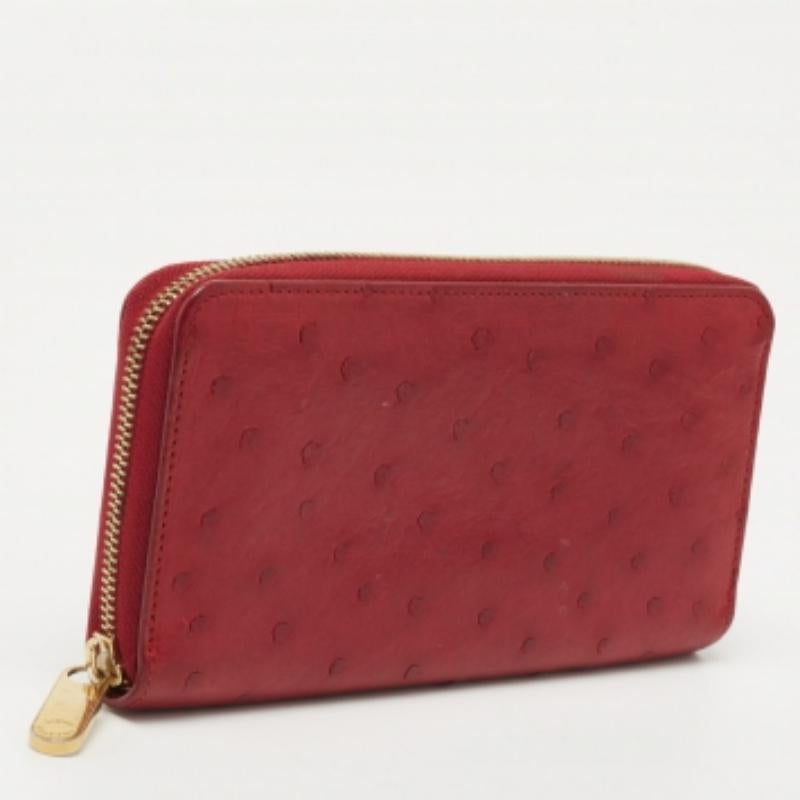Cartera Zippy de Avestruz Rojo Louis Vuitton en venta 2