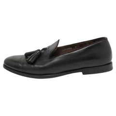 Used Salvatore Ferragamo Black Leather Tassel Loafers Size 40.5