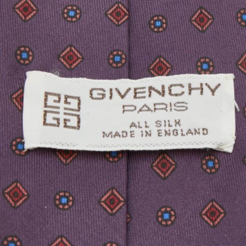 Grigio Cravatta vintage in seta jacquard viola di Givenchy in vendita