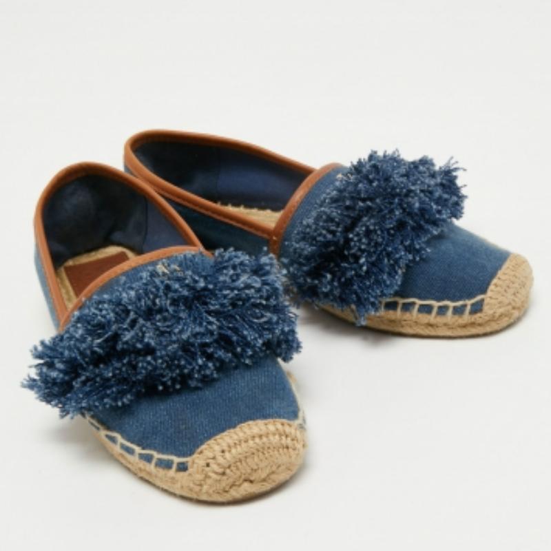 Tory Burch Espadrilles plates en denim bleu taille 36,5 Pour femmes en vente