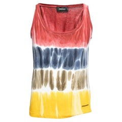 Dsquared2 Multicolor Tye-Dye Print Cotton Sleeveless T-Shirt L