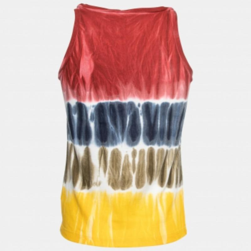 Rosa Dsquared2 - Maglietta senza maniche in cotone con stampa tintoriale multicolore L. in vendita